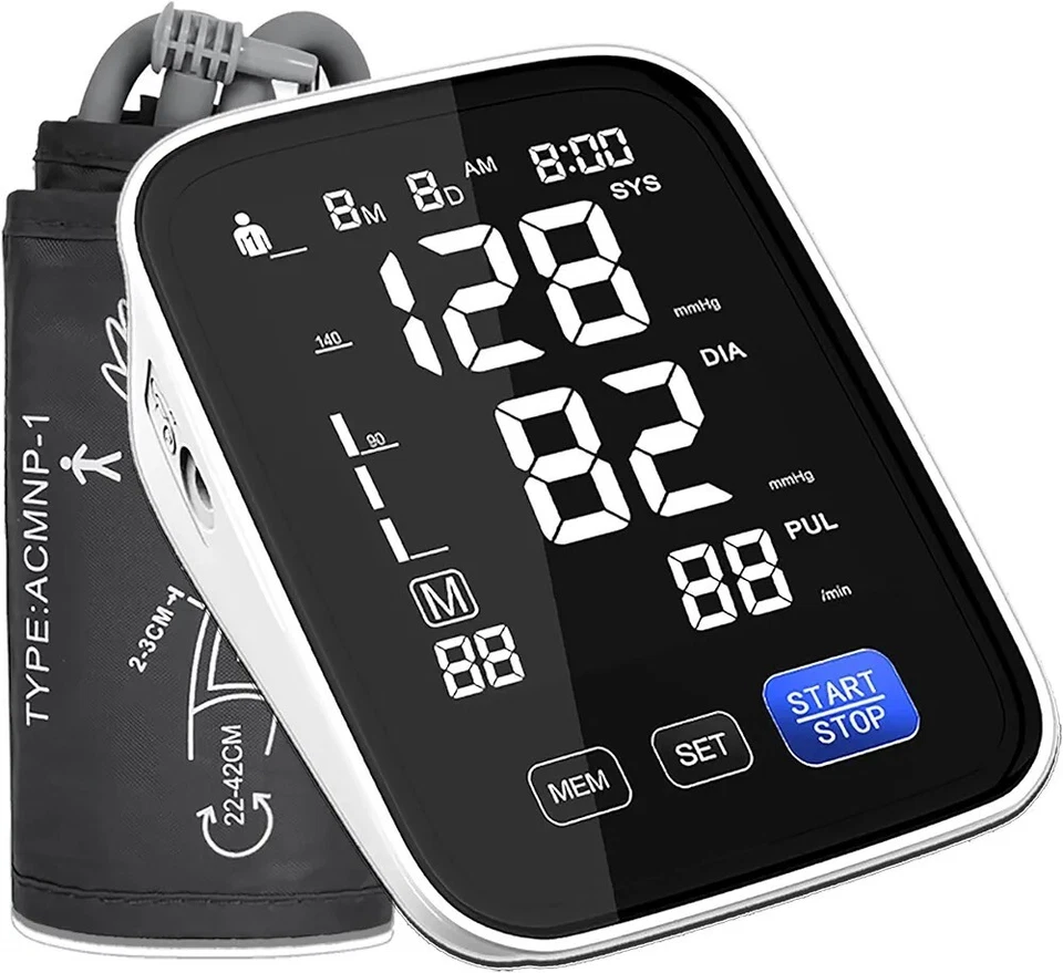 Large Cuff Upper Arm Automatic Blood Pressure Monitor Digital  BP Machine Qualit