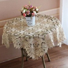 Embroidered Lace Flower Tablecloth Doilies Square Table Topper Wedding Vintage