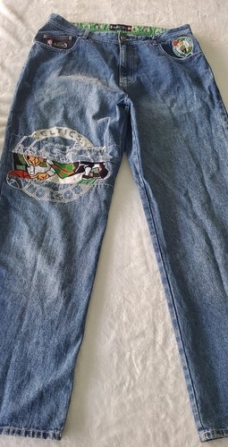 Vintage NBA Jeans Celtics Men's Marked 36W Actual 37 Length 33 Stained Area Unk - Picture 2 of 18