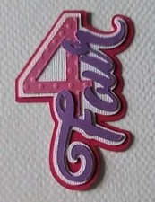 Birthday Age Title Pink Number Four. Scrapbook, Card Making Paper Piecing