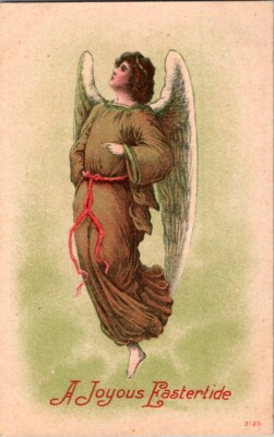 Vintage Postcard Easter Greetings from Angel Wishing A Joyous Eastertide   J-141