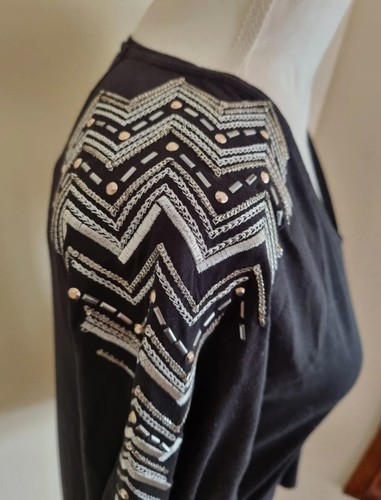 Sass & Bide Size XXS "Slave To Love" Embellished Long Sleeve Cotton Top - Picture 5 of 8