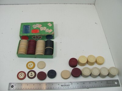 VINTAGE POKER CHIP LOT SOME CLAY SOME PLASTIC ANCHOR