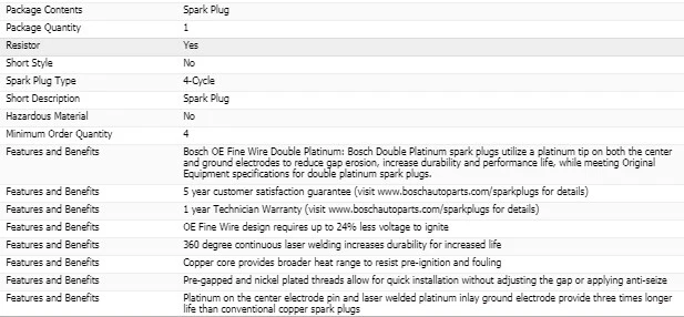 6 bujías Bosch doble platino para Mercury Sable 2008-2009 V6-3,5 L Foto 4 de 4