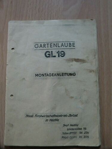 Montageanleitung für Gartenlaube GL 19/ GL14, DDR, Forstwirtschaft Zerbst - Bild 1 von 2