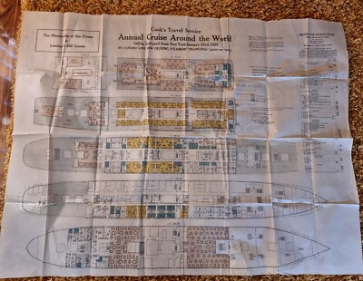 R.M.S. Franken Deckplan jährliche Weltkreuzfahrt 1925 Cunard Line 