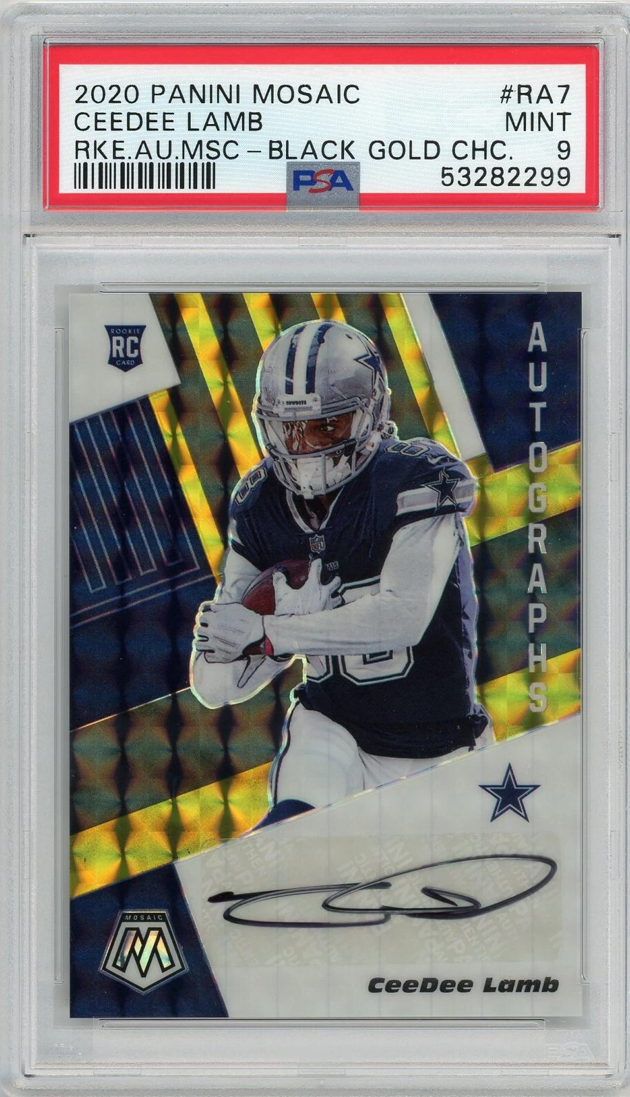 CeeDee Lamb Panini Mosaic Rookie Autographs Mosaic #RA7 Black Gold Choice