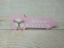 New "Happy Easter" Arrow Wood Block Sign Decor Distressed Egg Spring Bunny Fun