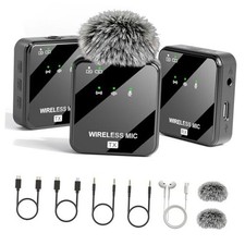 K63 Wireless Lavalier Microphone for iPhone/USB-C Phone,Camera,Tablet and