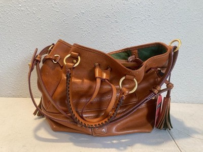 Dooney & Bourke Florentine Twist Strap Hobo Bag Brown Tassel Zipper Accents