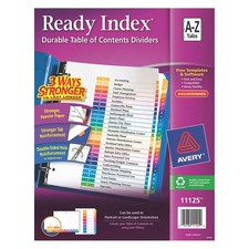 AVERY 6XVU8 PK 12 Index Tabs,26 Tabs,Multicolor 6XVU8