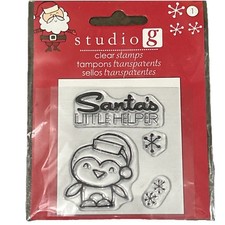 Santa s Little Helper Penguin Snowflake Studio G Clea Stamp Set Winter 4 Stamps