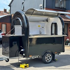 New Retro Round Food Trailer - Mobile Coffee & Ice Cream Concession Stand -Black
