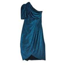 NEW Shein Belle Plus Asymmetrical Neck Ruched Glitter One Shoulder Dress Sz 2XL