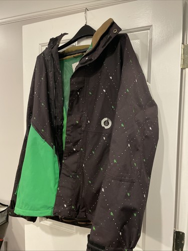Vintage Y2K Volcom Stone Nimbus Black Green Pattern Snowboard Jacket Sz Medium - Picture 9 of 15