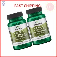 Swanson Indole-3-Carbinol with Resveratrol - I3C Supplement Promoting Cellular P