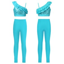 Girls Sets Latin Outfits Sleeveless Dancewear Ballroom Performance Snorkeling