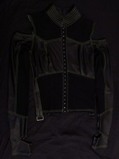 Lip Service - Desensitized Long Sleeve Top - S - black/green - cyber goth - USED