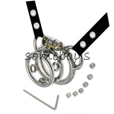 Metal Chastity Cage Sissy Male CB Lock Abstinence Restraint Device with Belt
