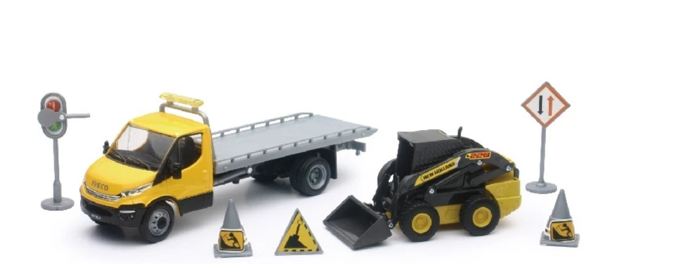 NEWRAY, IVECO DAILY plateau Ech 1/43 avec Chargeur NEW HOLLAND L230 Ech. 1/3... - Photo 1/1