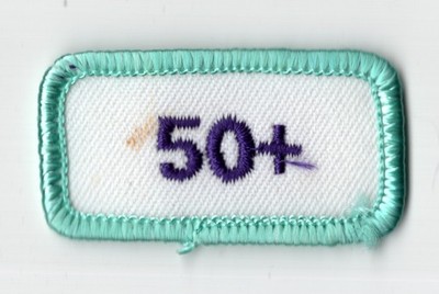 Patch Strip Girl Scouts ''50+'' Cookie Sales c2010 Segment GSC Teal Border 2x1''