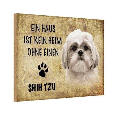 Holzschild 20x30 cm Shih Tzu Hund Tier Haustier Deko Geschenk Holz Schild