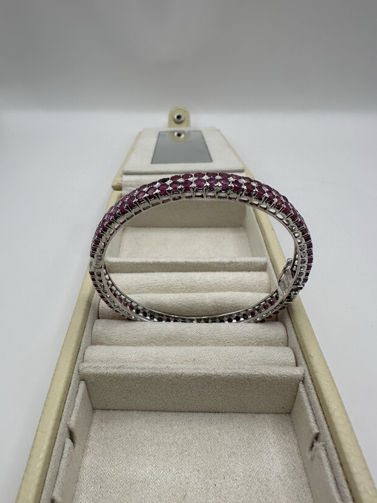 Sterling Silver And Ruby Hinged Bangle Bracelet ￼ - image 4