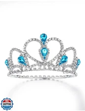 Lovelyshop Pet Series Blue Gem Rhinestone Dog/Cat Tiara Crown for Costume Hai