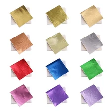 12 Colors Imitation Gold Leaf Sheets Multi-Color Gold Leaf Paper - 600 Pieces...