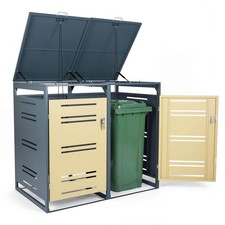 44 CU.FT Outdoor Metal Garbage Bin Storage Shed w/Gas Strut & Shock Absorber