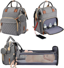 Zaino Mamma Multifunzione, 35L Zaino Fasciatoio Neonato Portatile Con Lettino Pi