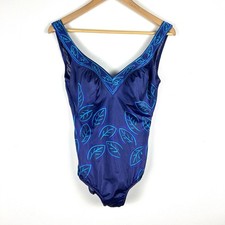 Vtg Maxine of Hollywood Blue Swimsuit 16 One-Piece Retro Pointy Bra 50s Stylel