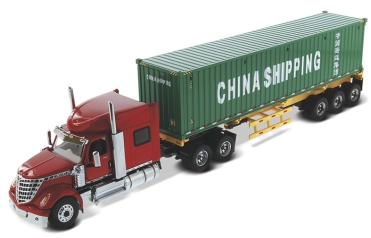 Idée cadeau de collection avec le camion International Lonestar Day cab porte conteneur