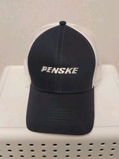 PENSKE Automotive Truck Navy Blue Hat Baseball Cap Snapback Precurve White Mesh