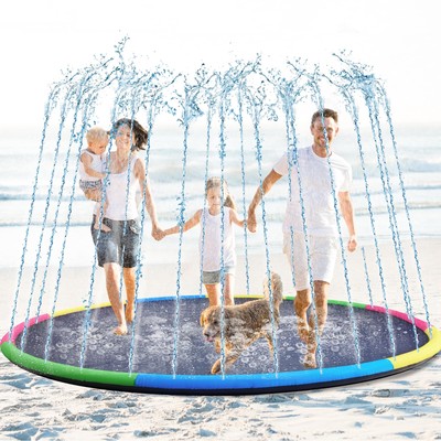 Giant Splash Pad 8ft Water Play Sprinkler Non Slip Outdoor Fun for Pets and F...