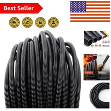 50 FT High-Temperature Wire Loom Tubing - 1/4  Corrugated Electrical Cover