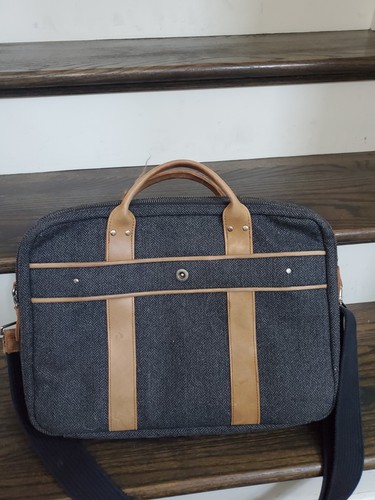 Vintage timbuk2 15" Messenger Crossbody Travel Bag trim Leather Canvas - Afbeelding 3 van 5