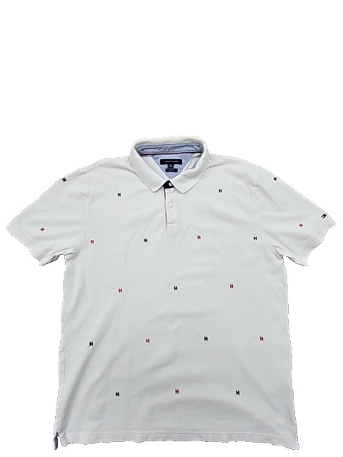 Tommy Hilfiger Mens White Dot Slim Fit Polo Shirt XXL Cotton