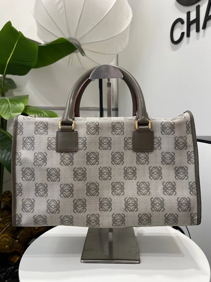 Loewe Amazona Monogram Canvas Top Handle Bag Beige/Black ebayAG Auth - Image 4 of 4