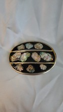 Vintage Alpaca Mexico Abalone Inlay Belt Buckle