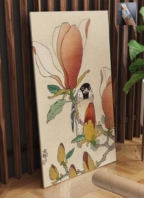 Japan Nature Birds Ohara Koson Sparrow Branch CANVAS WALL ART 18x34 in