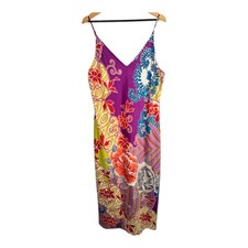 Natori Womens Maxi Gown Sleeveless Multicolor Floral Vibrant Feminine Silky