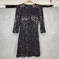 Tory Burch Black Sequin Dress Extra Small XS 3/4 Sleeve Party Cocktail
