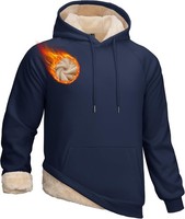 Herren-Sweatshirt Mit Kapuze Fleece Dick Warm Winter Sherpa Navy L