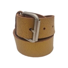 Metallic Gold Italian Leather Belt Sz Large