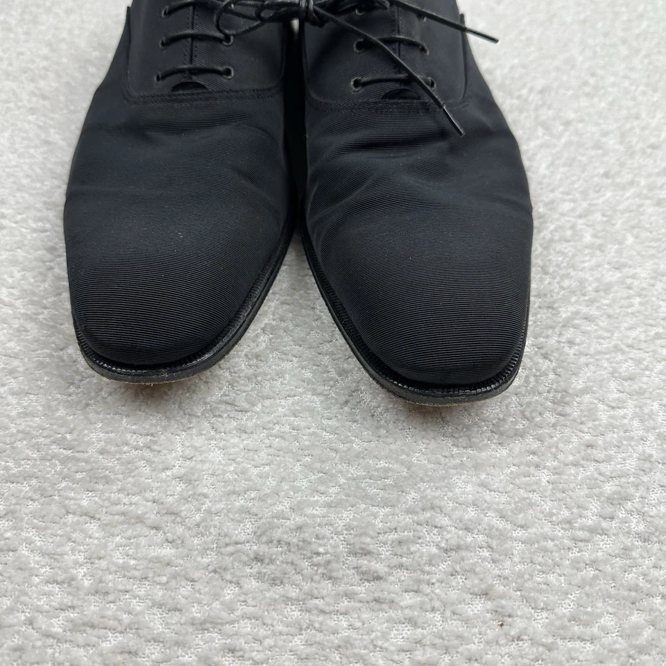 Salvatore Ferragamo 男式 11.5 D 码牛津鞋黑色波浪细节尼龙花边 — 第 3/4 张图片