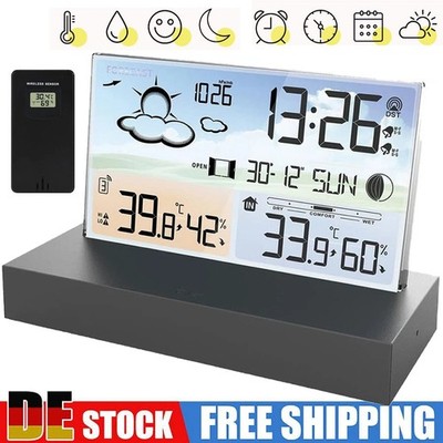 Funk Wetterstation mit LCD Farbdisplay + Außensensor Innen Außentemperatur Smart