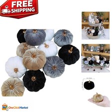 Elegant 12 Pcs Faux Velvet Pumpkins Set for Autumn Decor - 3" Assorted Colors
