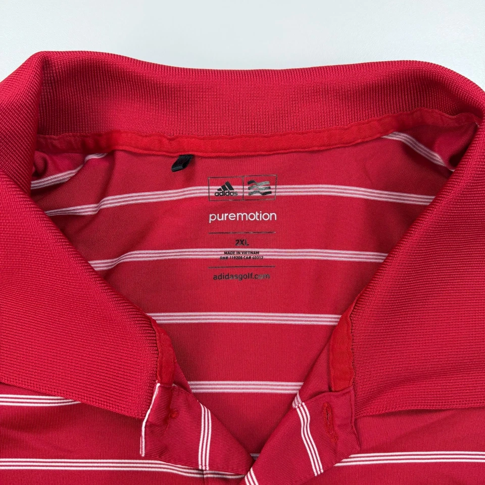 Adidas UL Lafayette Rajun Cajuns Polo Shirt Mens 2XL XXL Red Striped NCAA - Image 3 of 4