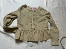Lilly Pulitzer Girls Cardigan L 8/10 Gold Metallic Cardigan Long Sleeve